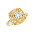 Moissanite Statement Engagement Ring with Milgrain Detailing D-VS1 - Rosec Jewels