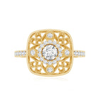 Moissanite Statement Engagement Ring with Milgrain Detailing D-VS1 - Rosec Jewels