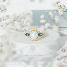 8MM Freshwater Cultured Pearl Designer Engagement Ring with Blue Topaz AAA - Rosec Jewels