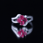 Real 1.8 Carat Ruby Flower Engagement Ring with Diamond Split Shank AAA - Rosec Jewels