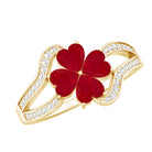 Real 1.8 Carat Ruby Flower Engagement Ring with Diamond Split Shank AAA - Rosec Jewels