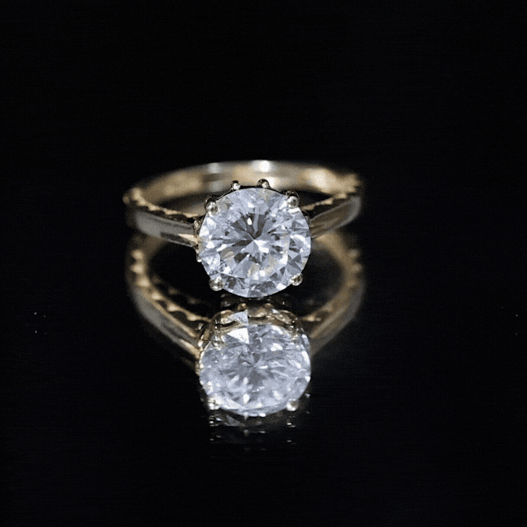 8 MM Round Cut Moissanite Engagement Ring with Milgrain Detailing D-VS1 - Rosec Jewels