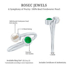 Rosec Jewels-Real Freshwater Pearl and Emerald Toi et Moi Promise Ring