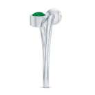 Rosec Jewels-Real Freshwater Pearl and Emerald Toi et Moi Promise Ring
