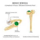 Rosec Jewels-Real Freshwater Pearl and Emerald Toi et Moi Promise Ring