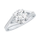 Rosec Jewels-Round Moissanite Solitaire Engagement Ring with Split Shank