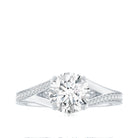 Rosec Jewels-Round Moissanite Solitaire Engagement Ring with Split Shank