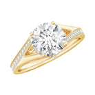Rosec Jewels-Round Moissanite Solitaire Engagement Ring with Split Shank
