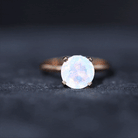 Genuine 8mm Opalescent Hidden Halo Engagement Ring with Diamond AAA - Rosec Jewels