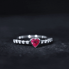 1 CT Heart Shape Created Ruby Solitaire Engagement Ring with Diamond AAAA - Rosec Jewels
