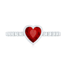 1 CT Heart Shape Created Ruby Solitaire Engagement Ring with Diamond AAAA - Rosec Jewels