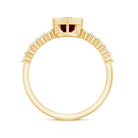 1 CT Heart Shape Created Ruby Solitaire Engagement Ring with Diamond AAAA - Rosec Jewels