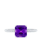 3 Carat Asscher Cut Amethyst Engagement Ring with Twisted Rope AAA - Rosec Jewels