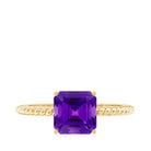 3 Carat Asscher Cut Amethyst Engagement Ring with Twisted Rope AAA - Rosec Jewels