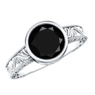 Vintage Style 2 Carat Lab Grown Black Diamond Bezel Set Engagement Ring AAAA ( Synthetic ) - Rosec Jewels