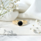 Vintage Style 2 Carat Lab Grown Black Diamond Bezel Set Engagement Ring AAAA ( Synthetic ) - Rosec Jewels