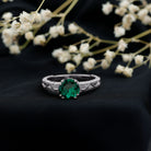 Rosec Jewels-Lab Emerald Solitaire Vintage Engagement Ring