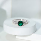Rosec Jewels-Lab Emerald Solitaire Vintage Engagement Ring