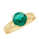 Rosec Jewels-Lab Emerald Solitaire Vintage Engagement Ring