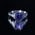 Certified 4 Carat Asscher Cut Lab Created Blue Sapphire Celtic Knot Engagement Ring AAAA - Rosec Jewels