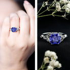 Certified 4 Carat Asscher Cut Lab Created Blue Sapphire Celtic Knot Engagement Ring AAAA - Rosec Jewels