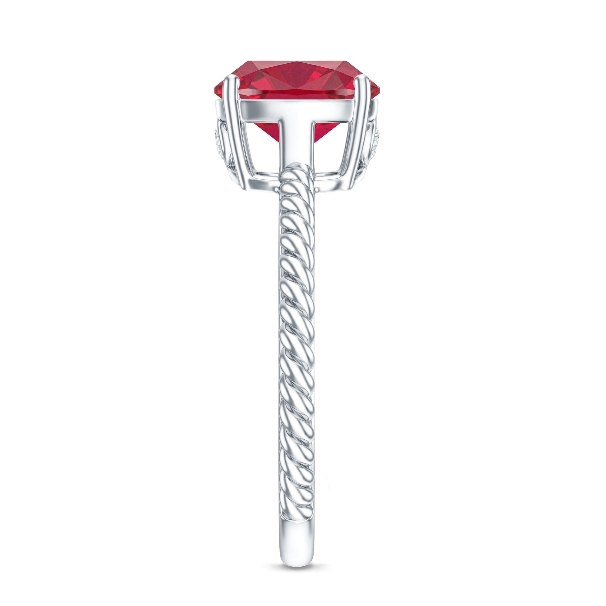 Certified 2 Carat Lab Grown Ruby Cushion Cut Engagement Ring with Surprise Diamond AAAA - Rosec Jewels