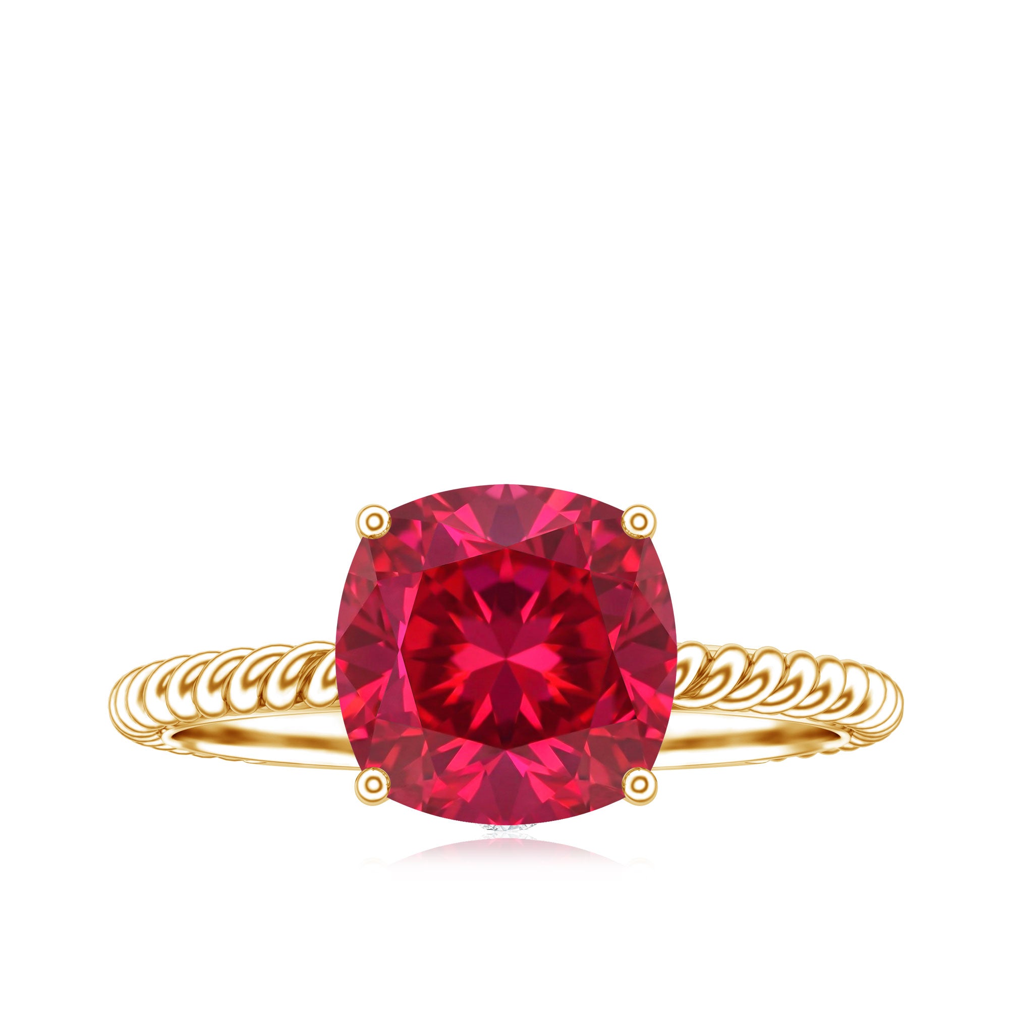 Certified 2 Carat Lab Grown Ruby Cushion Cut Engagement Ring with Surprise Diamond AAAA - Rosec Jewels
