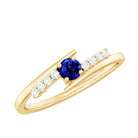 Certified 0.6 Ct Lab Grown Blue Sapphire Promise Ring with Diamond AAAA - Rosec Jewels
