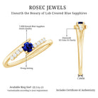 Certified 0.6 Ct Lab Grown Blue Sapphire Promise Ring with Diamond AAAA - Rosec Jewels