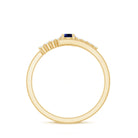 Certified 0.6 Ct Lab Grown Blue Sapphire Promise Ring with Diamond AAAA - Rosec Jewels