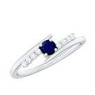 Real Blue Sapphire Promise Ring with Diamond Bypass Shank AAA - Rosec Jewels
