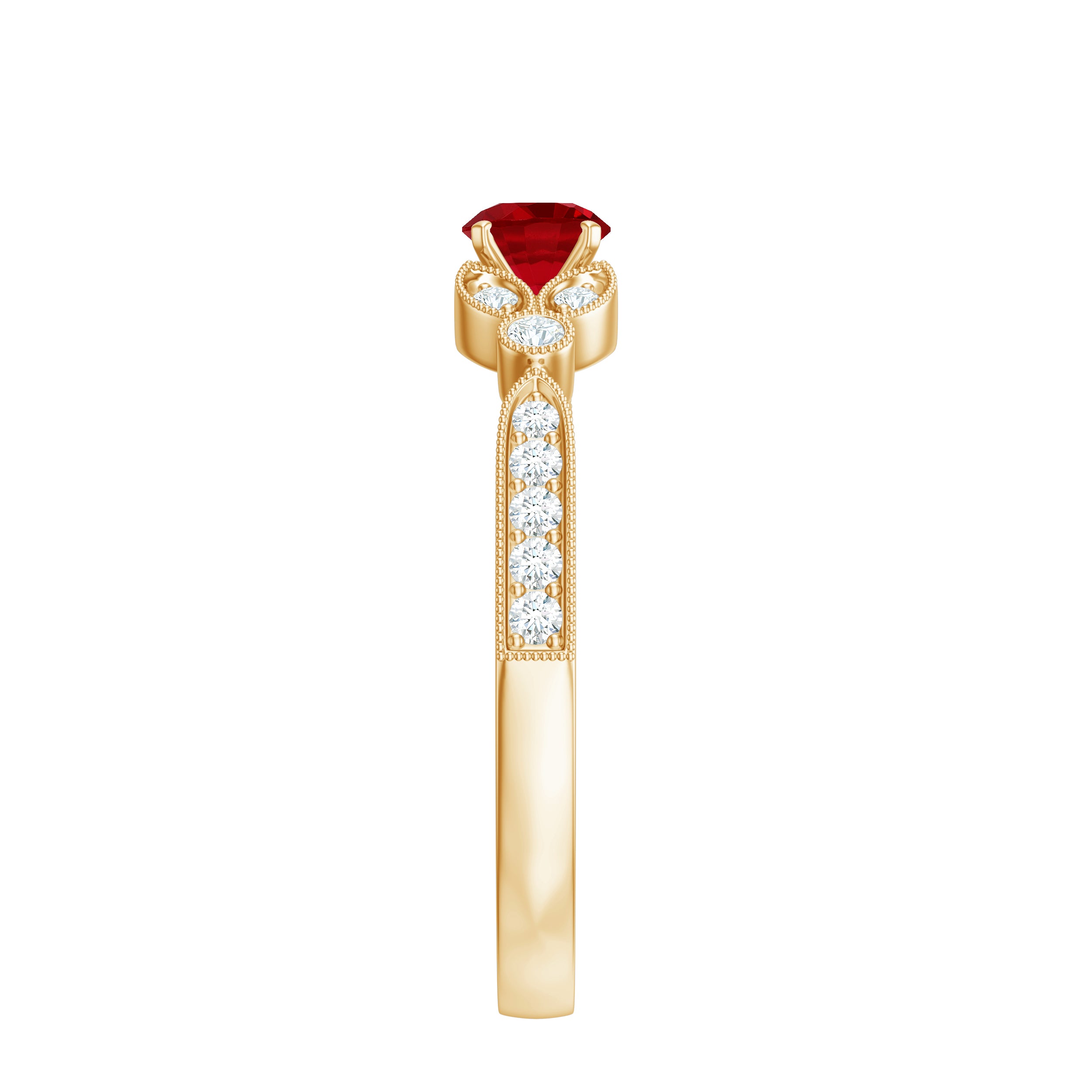 Rosec Jewels-Lab-Lab Grown Ruby and Diamond Minimal Promise Ring