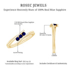 Natural Blue Sapphire 3 Stone Promise Ring with Diamond Bypass Shank AAA - Rosec Jewels
