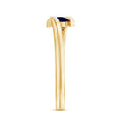 Natural Blue Sapphire 3 Stone Promise Ring with Diamond Bypass Shank AAA - Rosec Jewels