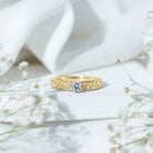 Round Cut Moissanite Solitaire Engagement Ring with Filigree Band D-VS1 - Rosec Jewels