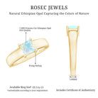 Certified Real Ethiopian Rainbow Opal Princess Cut Engagement Ring AAA - Rosec Jewels