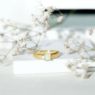 Certified Real Ethiopian Rainbow Opal Princess Cut Engagement Ring AAA - Rosec Jewels