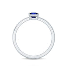 5mm Princess Cut Lab Created Blue Sapphire Promise Ring with Diamond AAAA - Rosec Jewels