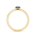 5mm Princess Cut Lab Created Blue Sapphire Promise Ring with Diamond AAAA - Rosec Jewels