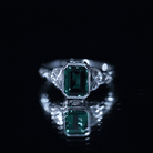 Certified Lab Grown Emerald Cut Emerald Engagement Ring with Celtic Knot AAAA - Rosec Jewels