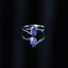 Natural Tanzanite Solitaire Engagement Ring with Bypass Shank AAA - Rosec Jewels