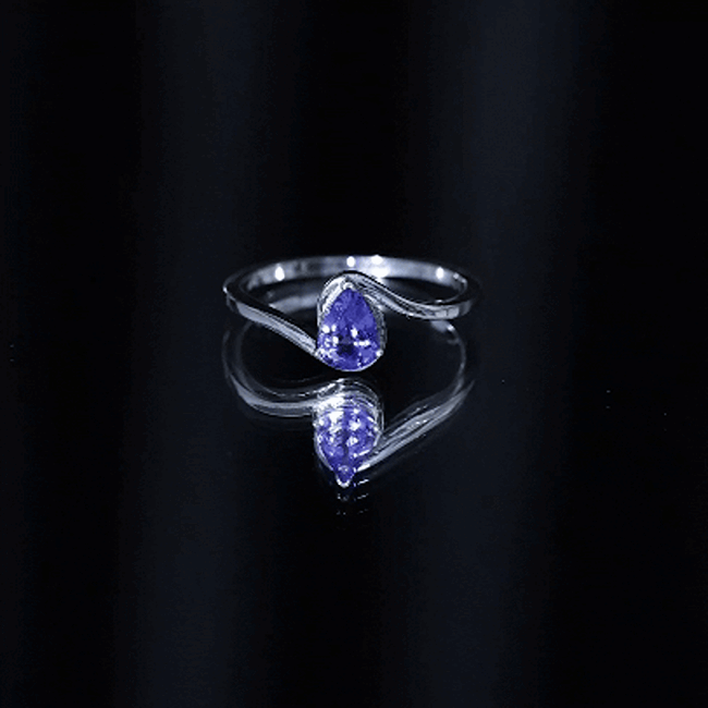 Rosec Jewels-Natural Tanzanite Solitaire Engagement Ring with Bypass Shank