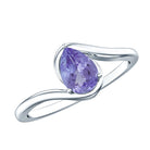 Natural Tanzanite Solitaire Engagement Ring with Bypass Shank AAA - Rosec Jewels