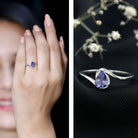Natural Tanzanite Solitaire Engagement Ring with Bypass Shank AAA - Rosec Jewels