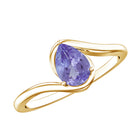 Natural Tanzanite Solitaire Engagement Ring with Bypass Shank AAA - Rosec Jewels