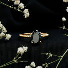 4.2 Carat Oval Lab Grown Black Diamond Solitaire Engagement Ring with Surprise White Diamond AAAA ( Synthetic ) - Rosec Jewels