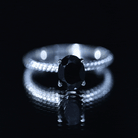 7X9mm Oval Cut Black Onyx Solitaire Engagement Ring with Diamond AAA - Rosec Jewels