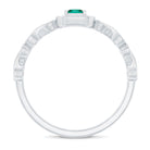 Lab Grown Emerald Princess Cut Promise Ring with Diamond Halo AAAA - Rosec Jewels