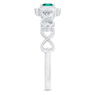 Lab Grown Emerald Princess Cut Promise Ring with Diamond Halo AAAA - Rosec Jewels