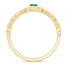 Lab Grown Emerald Princess Cut Promise Ring with Diamond Halo AAAA - Rosec Jewels